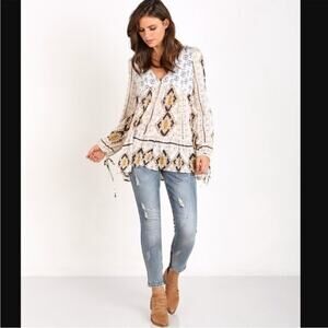 Free People small down by the bay top cream ivory boho coastal cowgirl